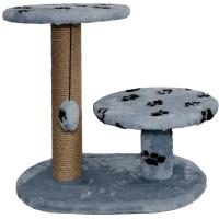 Когтеточка с двумя полками круг джут серый с игрушкой 37*57*55см/DONBARON