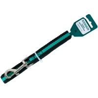 Поводок капрон 20мм*1,5м черный с зелёной полосой  DONBARON