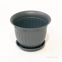 Цветочный горшок Виноград 1л антрацит с поддоном 5PL0133