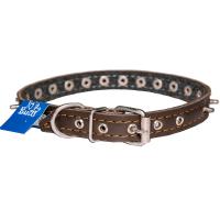Ошейник кожа 20мм с украшением и шипами на фетре 44-46см/40632