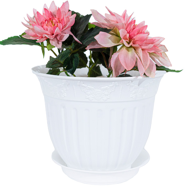 Цветочный горшок Виноград 1,6л белый с поддоном 5PL0142 