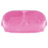 Миска двойная пластик д/кошек 0,45л нескользящая розовая/FG17915/Гризли