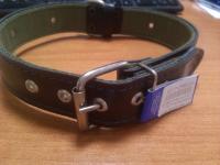 Ошейник кожа+брезент 35мм 2-х слойный безразмерный 60-65см/41028