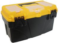 Ящик для инструментов ТИТАН 18 (с секциям) черный с желтым М2936