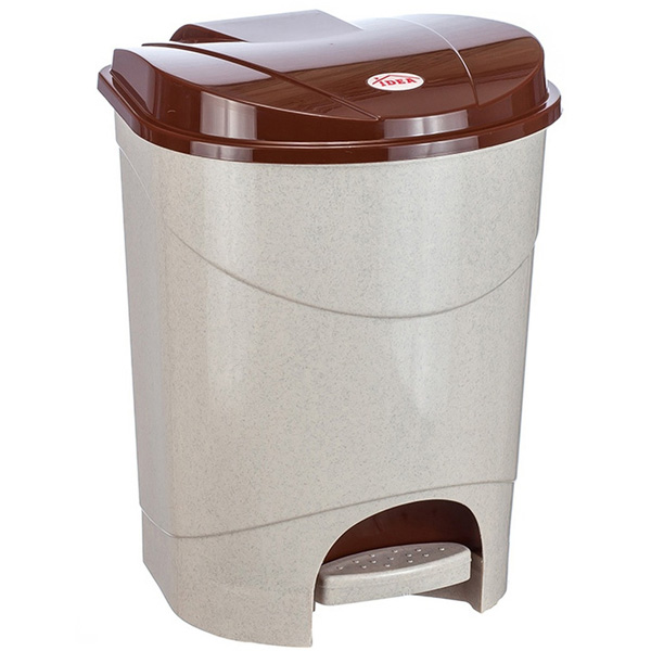 Контейнер для мусора с педалью 7л бежевый мрамор М2890