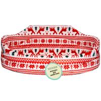 Лежанка овальная стеганая поролоновая  принт мех. РОЖДЕСТВО 42*34*18см/DONBARON