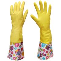 Перчатки хозяйственные латексные опудренные XL удлиненный манжет с рис. желтый 87708 /12шт/ Перчатки хозяйственные латексные опудренные XL удлиненный манжет с рис. желтый 87708 /12шт/