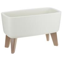 Кашпо ФЛОРИАН овал высокий D390 4,2л белый ротанг с вставкой М3272 /6шт/М-пласт 