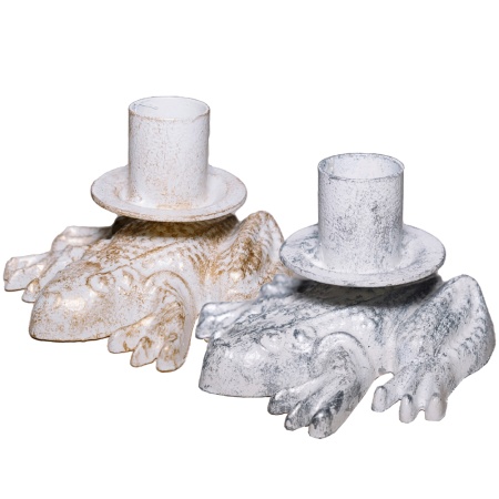 ДЕКОР Подсвечник Лягушка бел золото РЗДИ/1шт