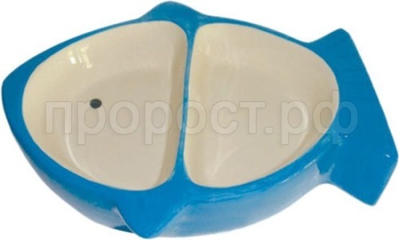 Миска керамика двойная в форме рыбы 17*13,5*4см/МКР898