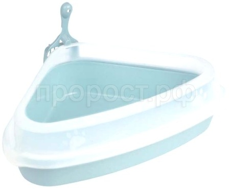 Туалет для кошек глубокий угловой с бортом 54*40*15,5см