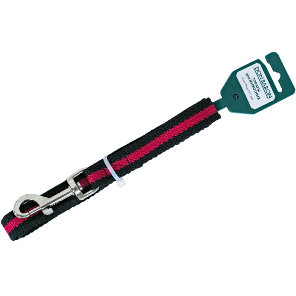 Поводок капрон 20мм*2м черный с красной полосой  DONBARON