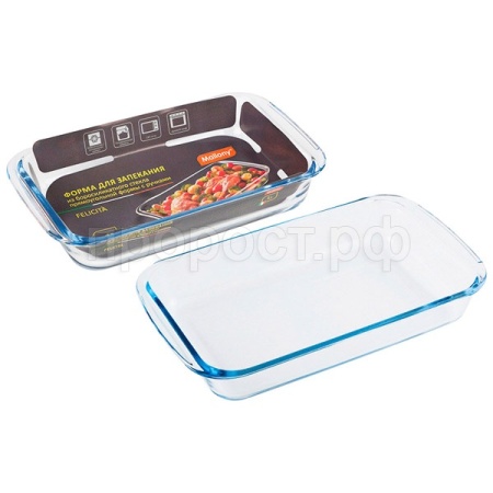 Форма д/запекания 1л Felicta боросил стекло прямоуг формы с ручками /12шт/007179/Mallony