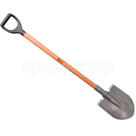 Лопата штыковая ЛКО с ребрами жест. рельс. сталь дерев. черенок 215*394мм V-обр.руч.В/С 24-02-024