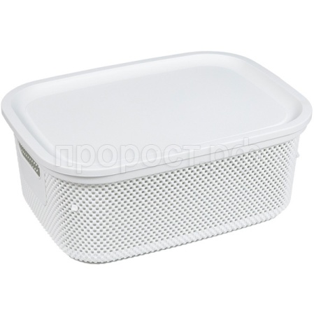 Корзина д/хранения Лофт 12л c крышкой прямоуг. белый А272 /12шт/ Арз