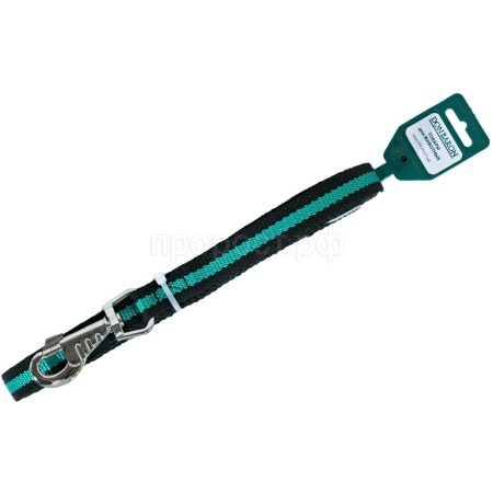 Поводок капрон 20мм*10м черный с зелёной полосой  DONBARON