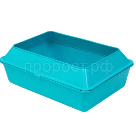 Туалет для кошек Прованс с рамкой глубокий под наполнитель 42*30*15см бирюз/2908