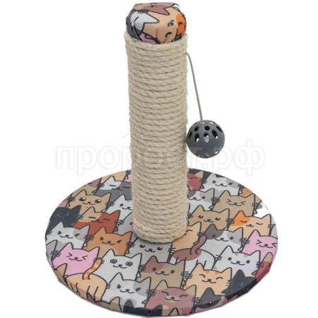 Когтеточка ЭКО Столбик MODI с шариком сизаль,ткань,пвх 29*29*32см бирюзовая/81985/Дарэленд