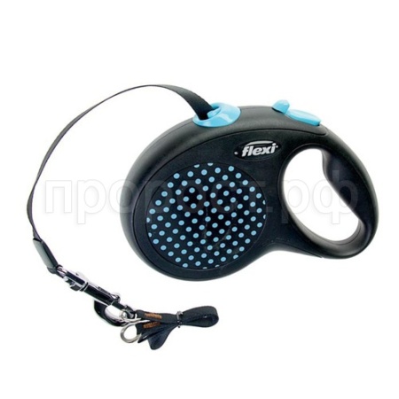Рулетка Флекси Дизайн L трос 5м на 50кг голубая/34132/20/Евро