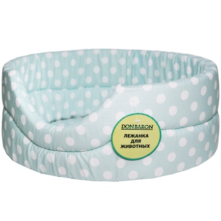 Лежанка овальная стеганая поролоновая хлопок Горох МИКС 52*46*20см/DONBARON