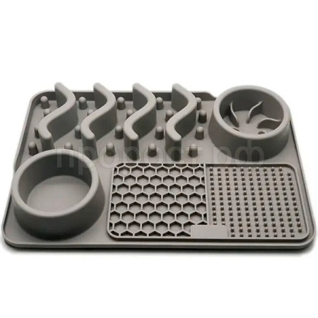 Коврик силиконовый для питья медл.кормления L 44х30х4см М-7 серый