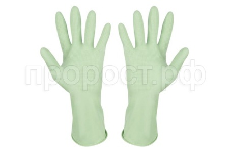 Перчатки латексные с хлопковым напылением зеленые L /101280/