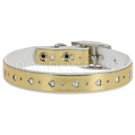 Ошейник синтетик 12мм двойной Сердечко золото 20-24см/00210113-24