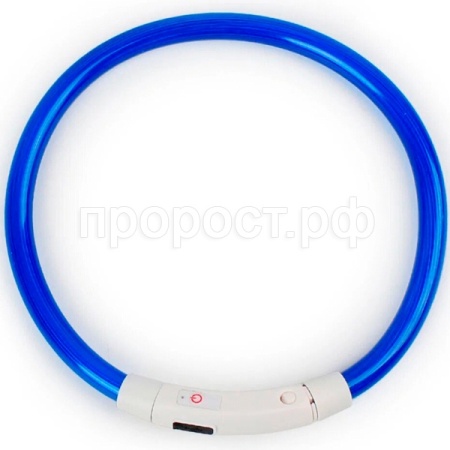 Ошейник светящийся силикон M 40-50см usb-зарядка ОС-1 синий