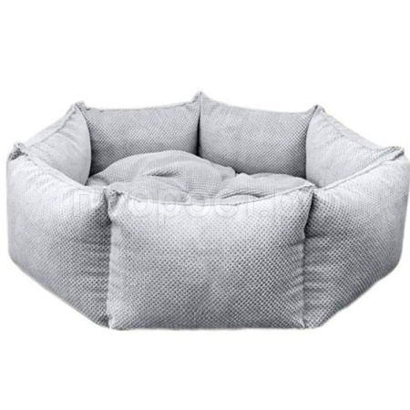 Лежанка УЮТ FASHIOH круглая велюр. синтешар серая. 60х60х16см/КЛ42М/Евро