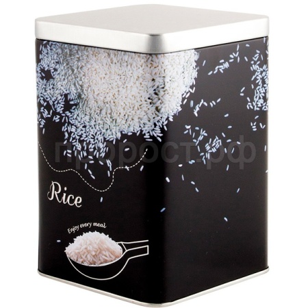 Банка д/сыпуч. прод. 1л Рис металл.с крышкой квадратная 008619 /24шт/ Mallony